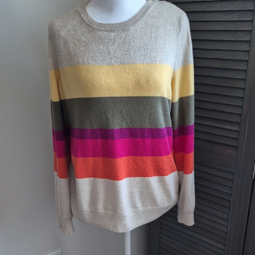 Talbots Multicolor Striped Crew Neck Sweater